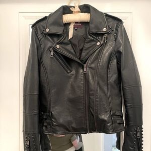 Faux Leather Jacket with black studs